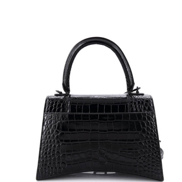 Balenciaga Small Hourglass Top Handle Bag Crocodile Embossed Leather - Picture 3 of 5